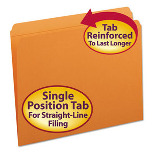 SMEAD MANUFACTURING COMPANY 12510 File Folders, Straight Cut, Reinforced Top Tab, Letter, Orange, 100/Box by SMEAD MANUFACTURING CO.