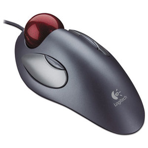 Trackman Marble Mouse, Four-Button, Programmable, Dark Gray by LOGITECH, INC.