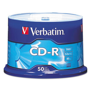 CD-R Discs, 700MB/80min, 52x, Spindle, Silver, 50/Pack by VERBATIM CORPORATION