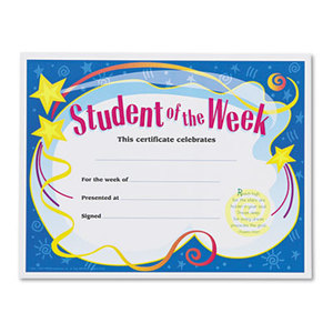 Student of the Week Certificates, 8-1/2 x 11, White Border, 30/Pack by TREND ENTERPRISES, INC.