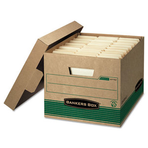 Fellowes, Inc 12770 STOR/FILE Extra Strength Storage Box, Letter/Legal, Kraft/Green, 12/Carton by FELLOWES MFG. CO.