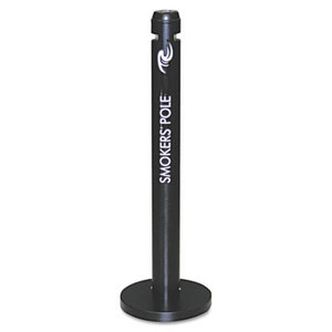 Smoker's Pole, Round, Steel, Black by RUBBERMAID COMMERCIAL PROD.