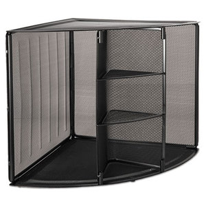 ROLODEX 62630 Mesh Corner Desktop Shelf, Five Sections, 20 x 14 x 13, Black by ROLODEX