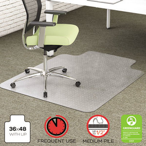 EnvironMat Recycled Anytime Use Chair Mat, Med Pile Carpet, 36x48 w/Lip, Clear by DEFLECTO CORPORATION