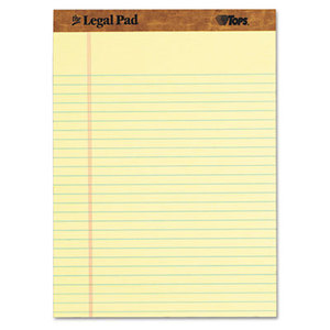 The Legal Pad Ruled Perforated Pads, 8 1/2 x 11 3/4, Canary, 50 Sheets, Dozen by TOPS BUSINESS FORMS