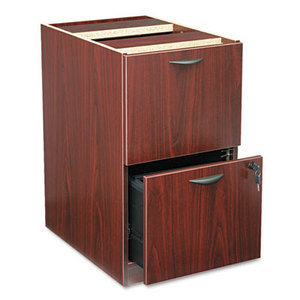 BASYX BL2163NN BL Laminate Two Drawer Pedestal File, 15 5/8w x 21 3/4d x 27 3/4h, Mahogany by BASYX