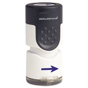 Accustamp Pre-Inked Round Stamp with Microban, Arrow, 5/8" dia, Blue by CONSOLIDATED STAMP