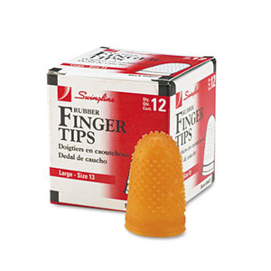 Rubber Finger Tips, Size 13, Large, Amber, 1/Dozen by ACCO BRANDS, INC.