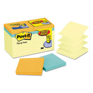 3M R330-14-4B Original Pop-up Notes Value Pack, 3 x 3, Canary/Capetown, 100/Pad, 18/Pack by 3M/COMMERCIAL TAPE DIV.