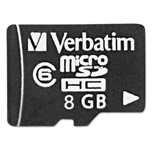 microSDHC Card w/Adapter, Class 4, 8GB by VERBATIM CORPORATION