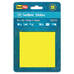 Redi-Tag Corporation 23772 Transparent Film Sticky Notes, 3 x 3, Neon Yellow, 50-Sheets/Pad by REDI-TAG CORPORATION