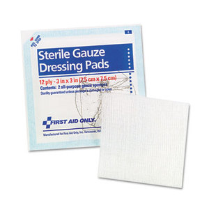 Gauze Pads, 3" x 3", 5/Pack by FIRST AID ONLY, INC.