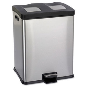 Safco Products 9634SS Right-Size Recycling Station, Rectangular, Steel/Plastic, 15gal, Stainless/Blk by SAFCO PRODUCTS