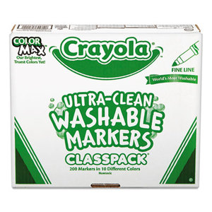 BINNEY & SMITH / CRAYOLA 588211 Washable Classpack Markers, Fine Point, Eight Assorted, 200/Box by BINNEY & SMITH / CRAYOLA