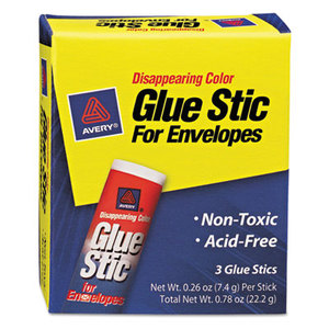 Avery 00134 Glue Stic for Envelopes, .26 oz, Stick, 3/Pack by AVERY-DENNISON