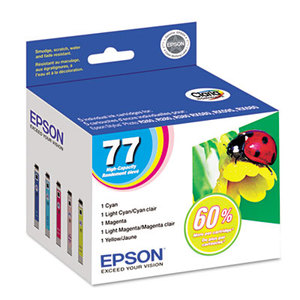 Epson Corporation T077920 T077920 (77) High-Yield Ink, Cyan; Light Cyan; Light Magenta; Magenta; Yellow by EPSON AMERICA, INC.