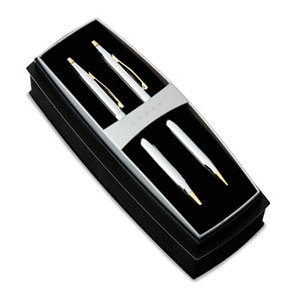 A. T. Cross Company 330105 Classic Century Ballpoint Pen & Pencil Set, Chrome/23kt. Gold Plate by A.T. CROSS COMPANY