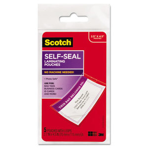Self-Sealing Laminating Pouches, 12.5 mil, 2 13/16 x 4 9/16, Luggage Tag, 5/Pack by 3M/COMMERCIAL TAPE DIV.