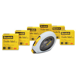 3M 6656160 665 Double-Sided Permanent Tape w/Hand Dispenser, 1/2" x 900", 6 Rolls by 3M/COMMERCIAL TAPE DIV.