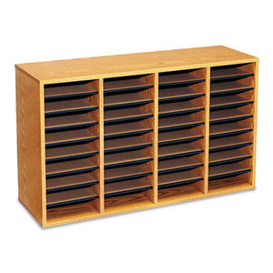 Wood/Laminate Literature Sorter, 36 Sections, 39 1/4 x 11 3/4 x 24, Medium Oak by SAFCO PRODUCTS