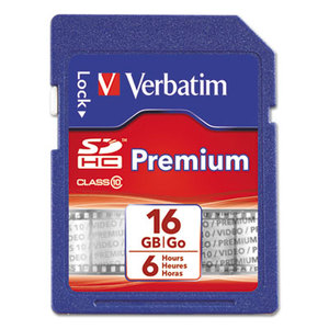 Verbatim America, LLC 96808 Premium SDHC Memory Card, Class 10, 16GB by VERBATIM CORPORATION