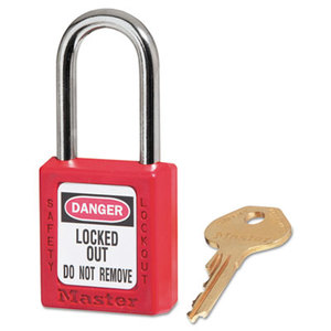 Government Safety Lockout Padlock, Zenex, 1 1/2", Red, 1 Key, 6/Box by MASTER LOCK COMPANY