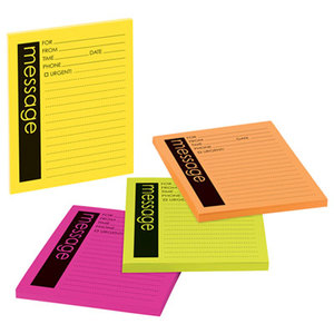 3M 76794SS Self-Stick Message Pad, 3-7/8 x 4-7/8, Neon, 50/Pad, 4 Pads/Pack by 3M/COMMERCIAL TAPE DIV.