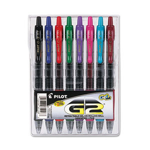 Pilot Corporation 31128 G2 Premium Retractable Gel Ink Pen, Assorted Ink, .7mm, 8/Set by PILOT CORP. OF AMERICA