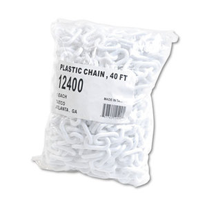 Tatco Products, Inc 12400 Crowd Control Stanchion Chain, Plastic, 40ft, White by TATCO