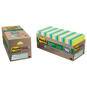 Recycled Notes in Bora Bora Colors, 3 x 3, 70/Pad, 24 Pads/Pack by 3M/COMMERCIAL TAPE DIV.