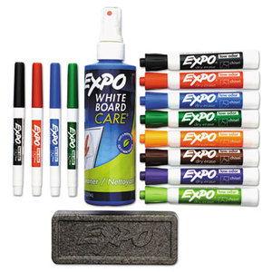 Sanford, L.P. 80054 Low-Odor Dry Erase Marker, Eraser & Cleaner, Chisel/Fine, 12/Set by SANFORD