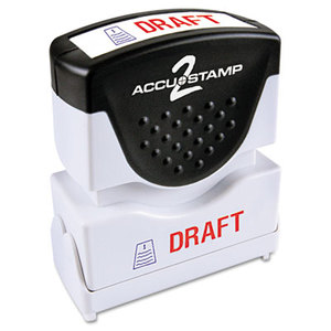 Accustamp2 Shutter Stamp with Microban, Red/Blue, DRAFT, 1 5/8 x 1/2 by CONSOLIDATED STAMP