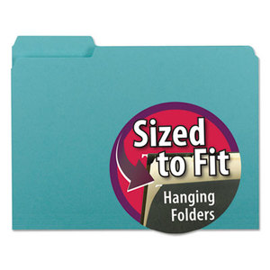 SMEAD MANUFACTURING COMPANY 10235 Interior File Folders, 1/3 Cut Top Tab, Letter, Aqua, 100/Box by SMEAD MANUFACTURING CO.