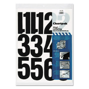 Press-On Vinyl Numbers, Self Adhesive, Black, 4"h, 23/Pack by CHARTPAK/PICKETT