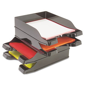 Deflecto Corporation 63904 Docutray Multi-Directional Stacking Tray Set, Two Tier, Polystyrene, Black by DEFLECTO CORPORATION