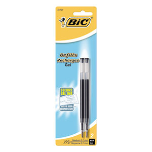 BIC RRLCP21BK Refill for Gel Roller Ball, Medium, Black Ink, 2/Pack by BIC CORP.