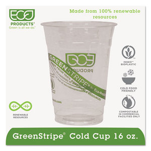 Eco-Products, Inc EPCC16GS GreenStripe Cold Drink Cups, 16oz, Clear, 1000/Carton by ECO-PRODUCTS,INC.