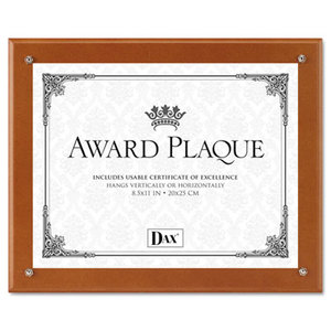 Plaque-In-An-Instant Kit w/Certs & Mats, Wood/Acrylic, Up to 8 1/2 x 11, Walnut by DAX MANUFACTURING INC.