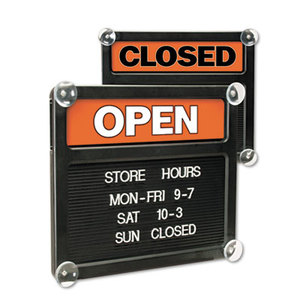 Double-Sided Open/Closed Sign w/Plastic Push Characters, 14 3/8 x 12 3/8 by U. S. STAMP & SIGN