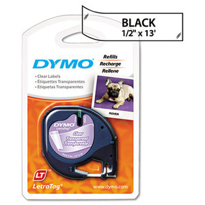 DYMO 16952 LetraTag Plastic Label Tape Cassette, 1/2in x 13ft, Clear by DYMO