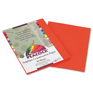 PACON CORPORATION P6609 Peacock Sulphite Construction Paper, 76 lbs., 9 x 12, Orange, 50 Sheets/Pack by PACON CORPORATION