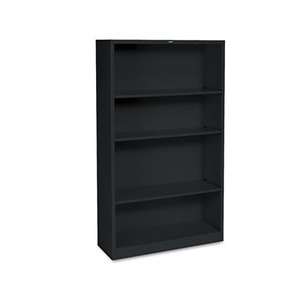HON COMPANY S60ABCP Metal Bookcase, Four-Shelf, 34-1/2w x 12-5/8d x 59h, Black by HON COMPANY