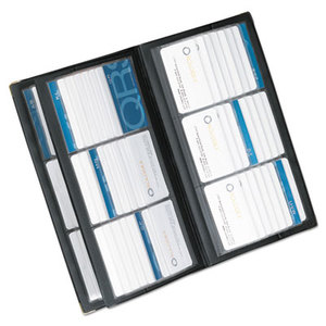 Vinyl Business Card Book, 6 2 1/4 x 3 3/5 Cards/Page, 32 Pages, Black/Silver by ROLODEX