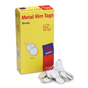 Metal Rim Tags, Metal/Paper, 1 1/4 dia, White, 500/Box by AVERY-DENNISON