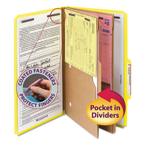 SMEAD MANUFACTURING COMPANY 19084 Pressboard Folders with Two Pocket Dividers, Legal, Six-Section, Yellow, 10/Box by SMEAD MANUFACTURING CO.