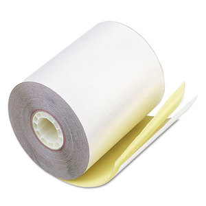 PM Company, LLC 7685 Paper Rolls, Teller Window/Financial, 3 1/4" x 80 ft, White/Canary, 60/Carton by PM COMPANY