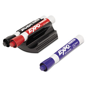 Sanford, L.P. 81503 Magnetic Clip Eraser w/3 Markers, Chisel, Black/Blue/Red, 1 Set by SANFORD