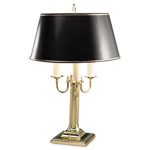 LEDU CORP. L567BR Three-Bulb Incandescent Candelabra Lamp, Black Parchment Shade, 23" high, Brass by LEDU CORP.