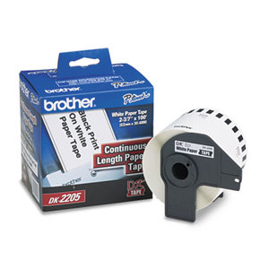 Brother Industries, Ltd DK-2205 Continuous Paper Label Tape, 2.4" x 100ft Roll, White by BROTHER INTL. CORP.