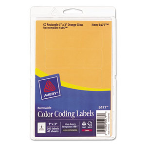 Avery 05477 Printable Removable Color-Coding Labels, 1 x 3, Neon Orange, 200/Pack by AVERY-DENNISON